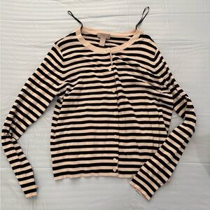 H&M Black and Cream Striped Cardigan